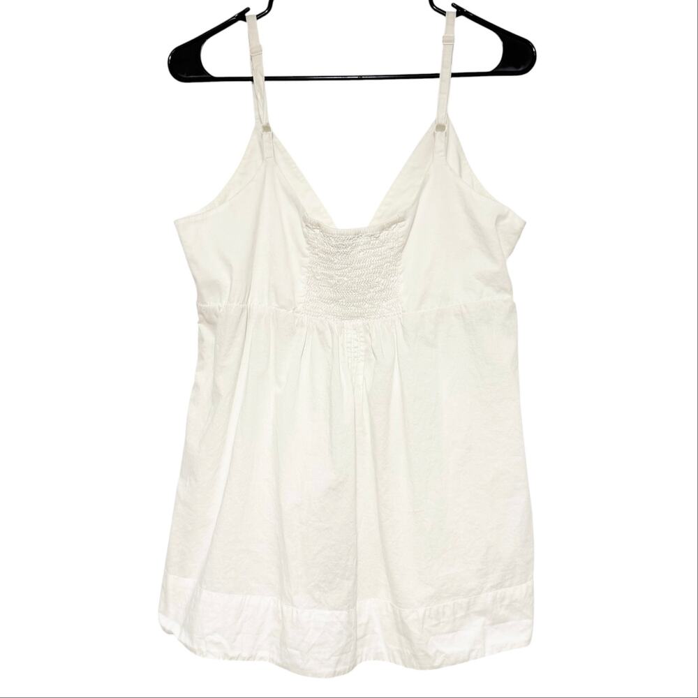 GAP White Babydoll Tank Top Size XL Cotton Adjustable Spaghetti Strap - Picture 2 of 4